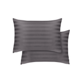 LuxeLinen Striped Pillowcases Pack of 2 – Microfiber Stripe Pillow Covers 50x75 cm, Soft & Breathable Bed Pillow Cases, Wrinkle Resistant, Easy Care Stripe Pillow Case Set for Bedroom (Gray, Striped)