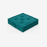 LuxeLinen Velvet Floor Cushion 40x40cm Thick Tufted with Handle, Soft & Comfortable Square Booster Cushion, Non-Slip Floor Pillow for Living Room, Bedroom, Office, Dining Chair & Armchair (Teel)| Multiple Colours