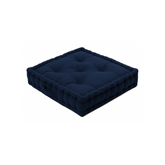 LuxeLinen Velvet Floor Cushion 40x40cm Thick Tufted with Handle, Soft & Comfortable Square Booster Cushion, Non-Slip Floor Pillow for Living Room, Bedroom, Office, Dining Chair & Armchair (Navy)