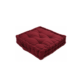 LuxeLinen Velvet Floor Cushion 40x40cm Thick Tufted with Handle, Soft & Comfortable Square Booster Cushion, Non-Slip Floor Pillow for Living Room, Bedroom, Office, Dining Chair & Armchair (Maroon)