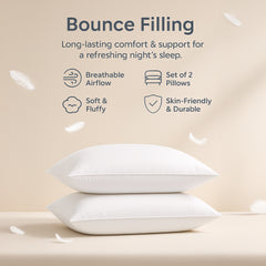 LuxeLinen Pillows 2 Pack – Hotel Quality Bed Pillows for Sleeping – Soft & Firm Support Hollow Fiber Filled Bed Pillow – Comfortable Pillows for Neck and Shoulder Pain 50x75