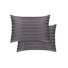 LuxeLinen Striped Pillowcases Pack of 2 – Microfiber Stripe Pillow Covers 50x75 cm, Soft & Breathable Bed Pillow Cases, Wrinkle Resistant, Easy Care Stripe Pillow Case Set for Bedroom (Gray, Striped)