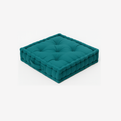 LuxeLinen Velvet Floor Cushion 40x40cm Thick Tufted with Handle, Soft & Comfortable Square Booster Cushion, Non-Slip Floor Pillow for Living Room, Bedroom, Office, Dining Chair & Armchair (Dark-Brown)