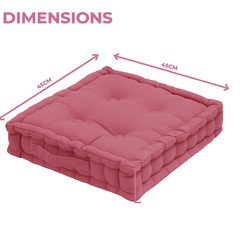 LuxeLinen Velvet Floor Cushion 40x40cm Thick Tufted with Handle, Soft & Comfortable Square Booster Cushion, Non-Slip Floor Pillow for Living Room, Bedroom, Office, Dining Chair & Armchair (Dark-Brown)