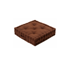 LuxeLinen Velvet Floor Cushion 40x40cm Thick Tufted with Handle, Soft & Comfortable Square Booster Cushion, Non-Slip Floor Pillow for Living Room, Bedroom, Office, Dining Chair & Armchair (Dark-Brown)