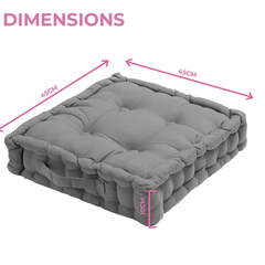 LuxeLinen Velvet Floor Cushion 40x40cm Thick Tufted with Handle, Soft & Comfortable Square Booster Cushion, Non-Slip Floor Pillow for Living Room, Bedroom, Office, Dining Chair & Armchair (Dark-Brown)