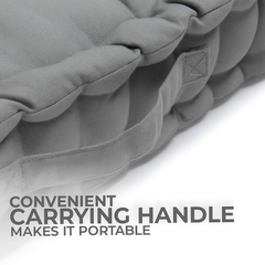 LuxeLinen Velvet Floor Cushion 40x40cm Thick Tufted with Handle, Soft & Comfortable Square Booster Cushion, Non-Slip Floor Pillow for Living Room, Bedroom, Office, Dining Chair & Armchair (Dark-Brown)