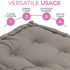 LuxeLinen Velvet Floor Cushion 40x40cm Thick Tufted with Handle, Soft & Comfortable Square Booster Cushion, Non-Slip Floor Pillow for Living Room, Bedroom, Office, Dining Chair & Armchair (Dark-Brown)