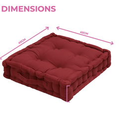 LuxeLinen Velvet Floor Cushion 40x40cm Thick Tufted with Handle, Soft & Comfortable Square Booster Cushion, Non-Slip Floor Pillow for Living Room, Bedroom, Office, Dining Chair & Armchair (Dark-Brown)