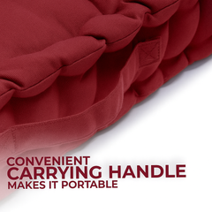 LuxeLinen Velvet Floor Cushion 40x40cm Thick Tufted with Handle, Soft & Comfortable Square Booster Cushion, Non-Slip Floor Pillow for Living Room, Bedroom, Office, Dining Chair & Armchair (Dark-Brown)