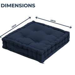 LuxeLinen Velvet Floor Cushion 40x40cm Thick Tufted with Handle, Soft & Comfortable Square Booster Cushion, Non-Slip Floor Pillow for Living Room, Bedroom, Office, Dining Chair & Armchair (Dark-Brown)