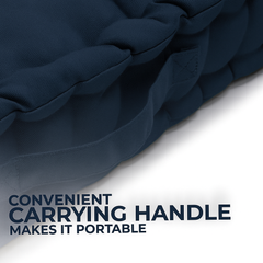 LuxeLinen Velvet Floor Cushion 40x40cm Thick Tufted with Handle, Soft & Comfortable Square Booster Cushion, Non-Slip Floor Pillow for Living Room, Bedroom, Office, Dining Chair & Armchair (Dark-Brown)