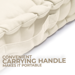 LuxeLinen Velvet Floor Cushion 40x40cm Thick Tufted with Handle, Soft & Comfortable Square Booster Cushion, Non-Slip Floor Pillow for Living Room, Bedroom, Office, Dining Chair & Armchair (Dark-Brown)