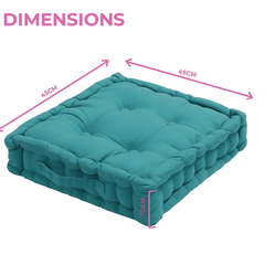 LuxeLinen Velvet Floor Cushion 40x40cm Thick Tufted with Handle, Soft & Comfortable Square Booster Cushion, Non-Slip Floor Pillow for Living Room, Bedroom, Office, Dining Chair & Armchair (Dark-Brown)