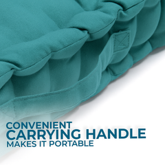 LuxeLinen Velvet Floor Cushion 40x40cm Thick Tufted with Handle, Soft & Comfortable Square Booster Cushion, Non-Slip Floor Pillow for Living Room, Bedroom, Office, Dining Chair & Armchair (Dark-Brown)