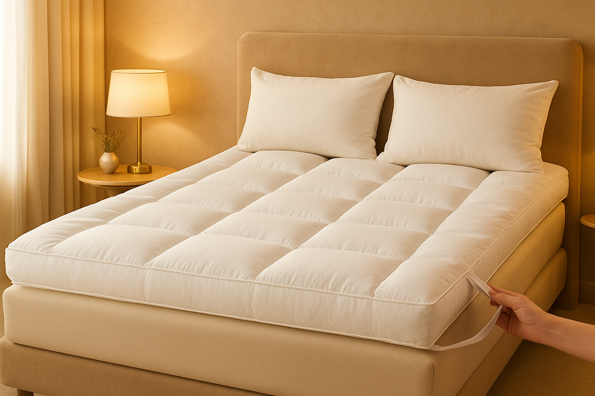 LuxeLinen Mattress Topper Single Bed 4 Inch Thick - Ultra-Plush 1000 GSM Microfiber Extra Deep and Breathable Microfiber Topper, Hypoallergenic, Securely Fits with Elastic Straps - Single, Double, King, Super King