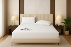 LuxeLinen Premium Double Bed Fitted Sheet – Microfiber, Soft & Breathable – Wrinkle Resistant, Deep Pockets, Smooth Finish – Ideal Double Bed Sheets for Everyday Use (Single,Double,King,Super King) - Black, White, Green, Grey, Cream, Purple