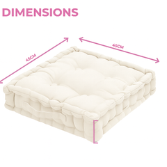 LuxeLinen Velvet Floor Cushion 40x40cm Thick Tufted with Handle, Soft & Comfortable Square Booster Cushion, Non-Slip Floor Pillow for Living Room, Bedroom, Office, Dining Chair & Armchair (Dark-Brown)